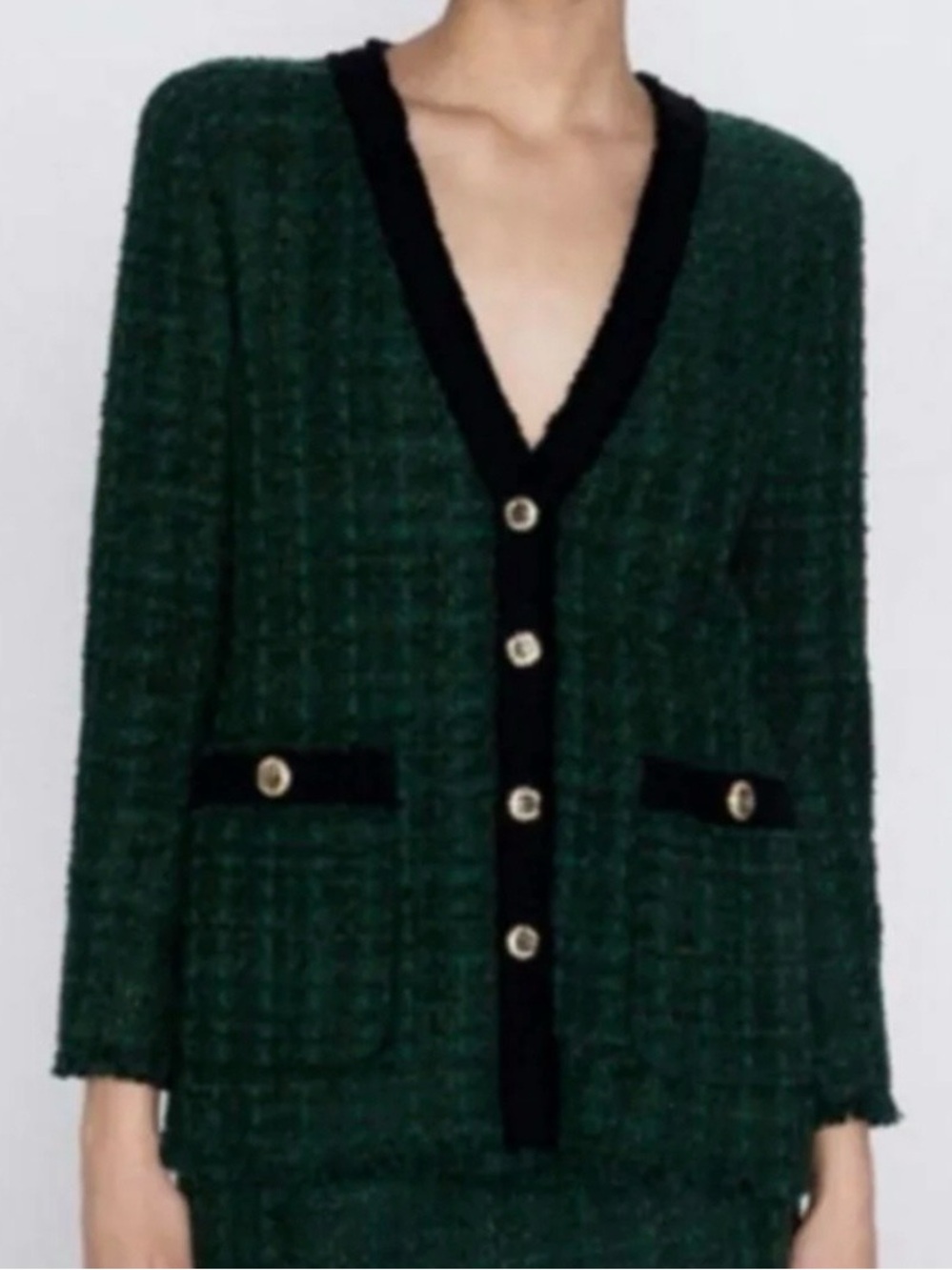 Zara chic BLAZER jacket tweed blazer women size M Chanel style CC - Picture 4 of 16